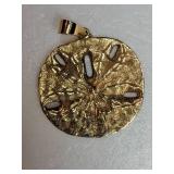 14K Yellow Gold Sand Dollar Pendant ~ 17g