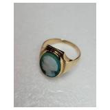 Gold Green Carved Cameo Ring Featuring a Girl ~ Size 5, 3g