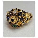14K Yellow Gold Thai Gemstone Princess Ring ~ Size 7, 5g