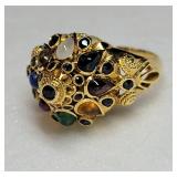 14K Yellow Gold Thai Gemstone Princess Ring ~ Size 7, 5g