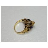 14K Yellow Gold Thai Gemstone Princess Ring ~ Size 7, 5g