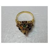 14K Yellow Gold Thai Gemstone Princess Ring ~ Size 7, 5g