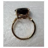 14K Yellow Gold Garnet Cabochon Ring and Earring Set ~ Size 7