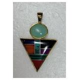 Native American Triangular 925 Multi Stone Pendant