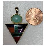 Native American Triangular 925 Multi Stone Pendant