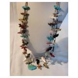 Native American Zuni Carved Fetish Double Strand Necklace