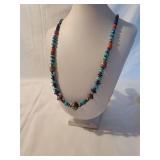 Southwestern Turquoise Coral and Lapis Bead Necklace