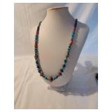 Southwestern Turquoise Coral and Lapis Bead Necklace