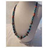 Southwestern Turquoise Coral and Lapis Bead Necklace