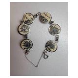 Sterling Silver Scrimshaw Link Bracelet
