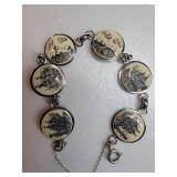 Sterling Silver Scrimshaw Link Bracelet
