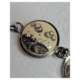 Sterling Silver Scrimshaw Link Bracelet
