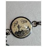 Sterling Silver Scrimshaw Link Bracelet