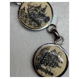 Sterling Silver Scrimshaw Link Bracelet