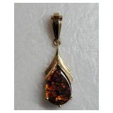 18K Yellow Gold Ammolite Teardrop Pendant ~ 2g