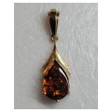 18K Yellow Gold Ammolite Teardrop Pendant ~ 2g