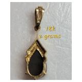 18K Yellow Gold Ammolite Teardrop Pendant ~ 2g