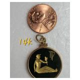 14K Yellow Gold Collar French Gilded Virgo Zodiac Pendant