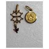 14K Yellow Gold Cherub and Dove Pendant Collection