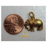 14K Yellow Gold Indian Elephant Pendant ~ 2g