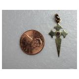14K Yellow Gold Santiago Cross Pendant with Ruby ~ 2g