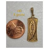 14K Yellow Gold Christian Ichthys Fish Symbol Pendant ~ 3g