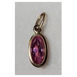 14K Yellow Gold Pink Topaz Gemstone Pendant
