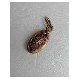 14K Yellow Gold Pink Topaz Gemstone Pendant