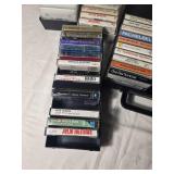 Vintage Cassette Tape Collection with Carrying Cases Featuring ABBA, Kitaro, Classical, Hymns and Easy Listening