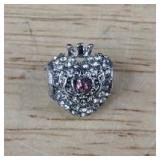 Pandora-Style Heart Shape Charm: Pink Center Stone & Clear Crystals - Brand New