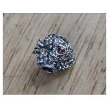 Pandora-Style Heart Shape Charm: Pink Center Stone & Clear Crystals - Brand New