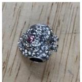 Pandora-Style Heart Shape Charm: Pink Center Stone & Clear Crystals - Brand New
