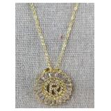 Kelmal Collection R Initial 14K Gold Plated Necklace - 18in Chain & 2in Extender - Brand New