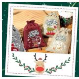 24 Pcs Christmas Advent Calendar Burlap Bags with Drawstrings - Brand New