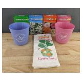 American Seed 4 Flower Seed Packs, 2 Planters & Towel - Brand New