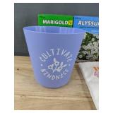 American Seed 4 Flower Seed Packs, 2 Planters & Towel - Brand New