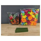 Zeyune 150 Pcs Butterflies, Marigold Flower Heads with Sticks - Brand New