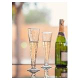 4 Karma Catalina Amber Footed Champagne Flutes - Brand New
