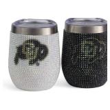 2 The Memory Company NCAA Colorado Buffaloes Bling Stainless Steel Stemless Tumblers - Brand New