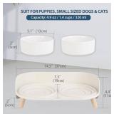 Raised Pet Food & Water Bowl Set - Elevated Dishes, Non-Slip Stand - Brand New