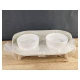 Raised Pet Food & Water Bowl Set - Elevated Dishes, Non-Slip Stand - Brand New