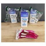 Sure Deodorant & Razor Shaving Handles with Blades, 4 Total of Each - Brand New