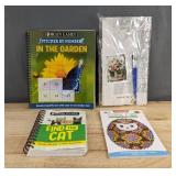 Brain Games Sticker by Number in the Garden, Find the Cat, Paint by Numbers & Design Originals Color Fun Coloring Book - New