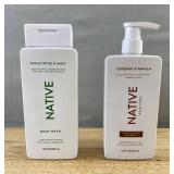 NATIVE Eucalyptus & Mint Body Wash and Coconut & Vanilla Moisturizing Shampoo - Brand New