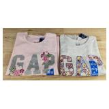 2 GAP KIDS Girls Short Sleeve Tees - Size L (10/12) Pink & Grey - Brand New
