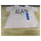 2 GAP KIDS Girls Short Sleeve Tees - Size L (10/12) Pink & Grey - Brand New