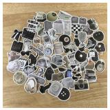 60 Greyscale Mixed Stickers - 8 Ball, Black Cat, Newspaper, Etc. - Brand New