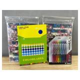 Pilot Precise V5 Rt Pens, Color Label Stickers & Floral Notebooks - Brand New