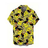 Rubber Duck Themed Button-Up Shirt - Yellow - Men
