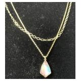 Kendra Scott Iridescent Abalone Shell Teardrop Gold Charm 20" Pendant Necklace - Brand New